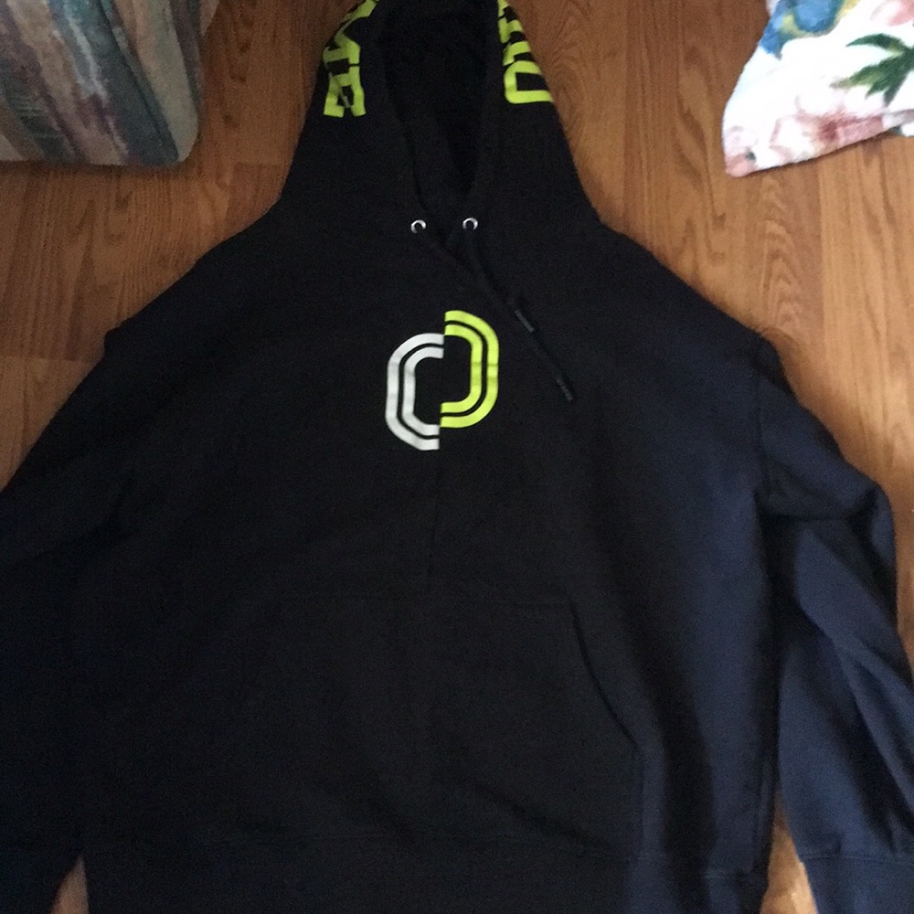 Overtime Black Hoodie with Neon Green & White Logo